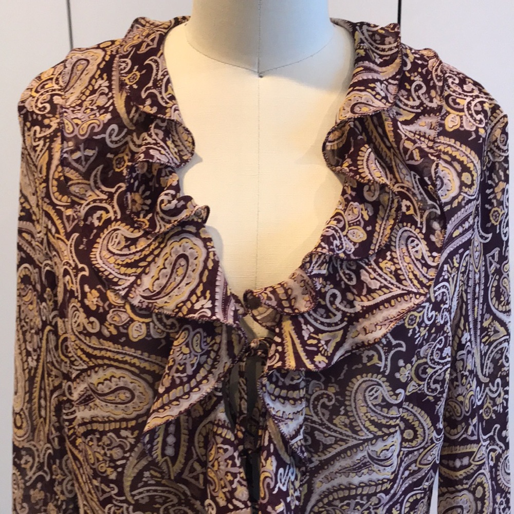 Lucky Brand sheer paisley blouse NWOT - Picture 3 of 10